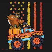 Dabbing Turkey Pumpkin Truck Autumn Usa Flag Thanksgiving Gift Women's Hoodie thumb 2