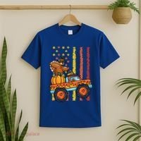 Dabbing Turkey Pumpkin Truck Autumn Usa Flag Thanksgiving Gift T-Shirt thumb 2
