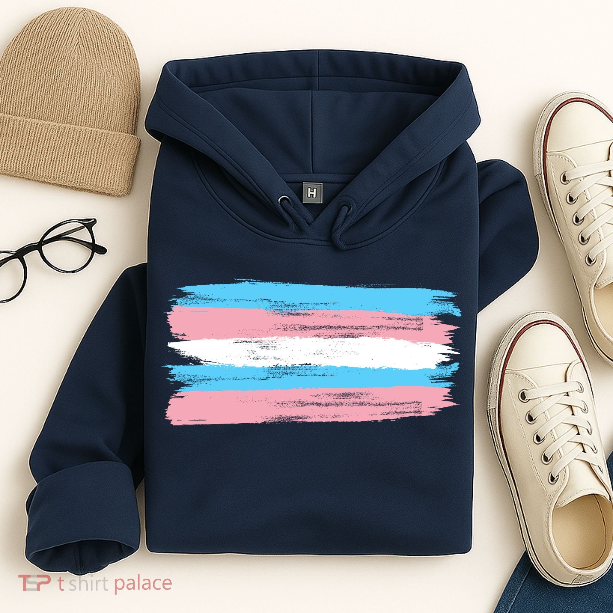 Distressed Transgender Pride Flag Hoodie