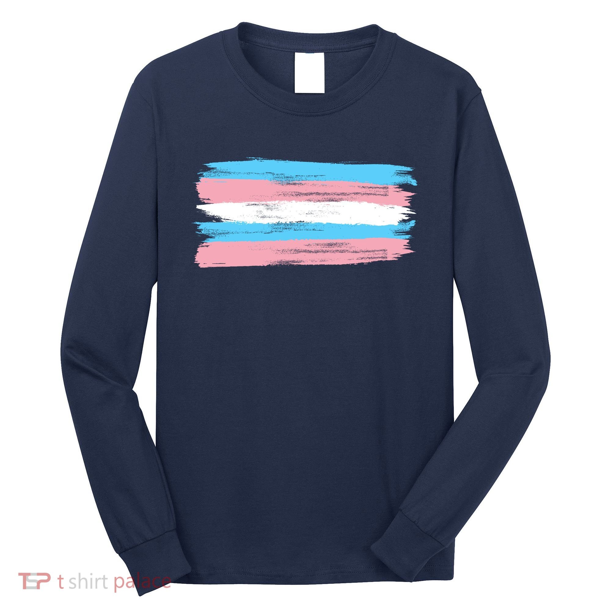 Distressed Transgender Pride Flag Long Sleeve Shirt