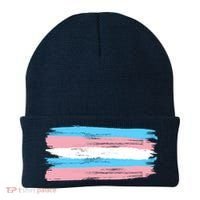 Distressed Transgender Pride Flag Beanie thumb 0
