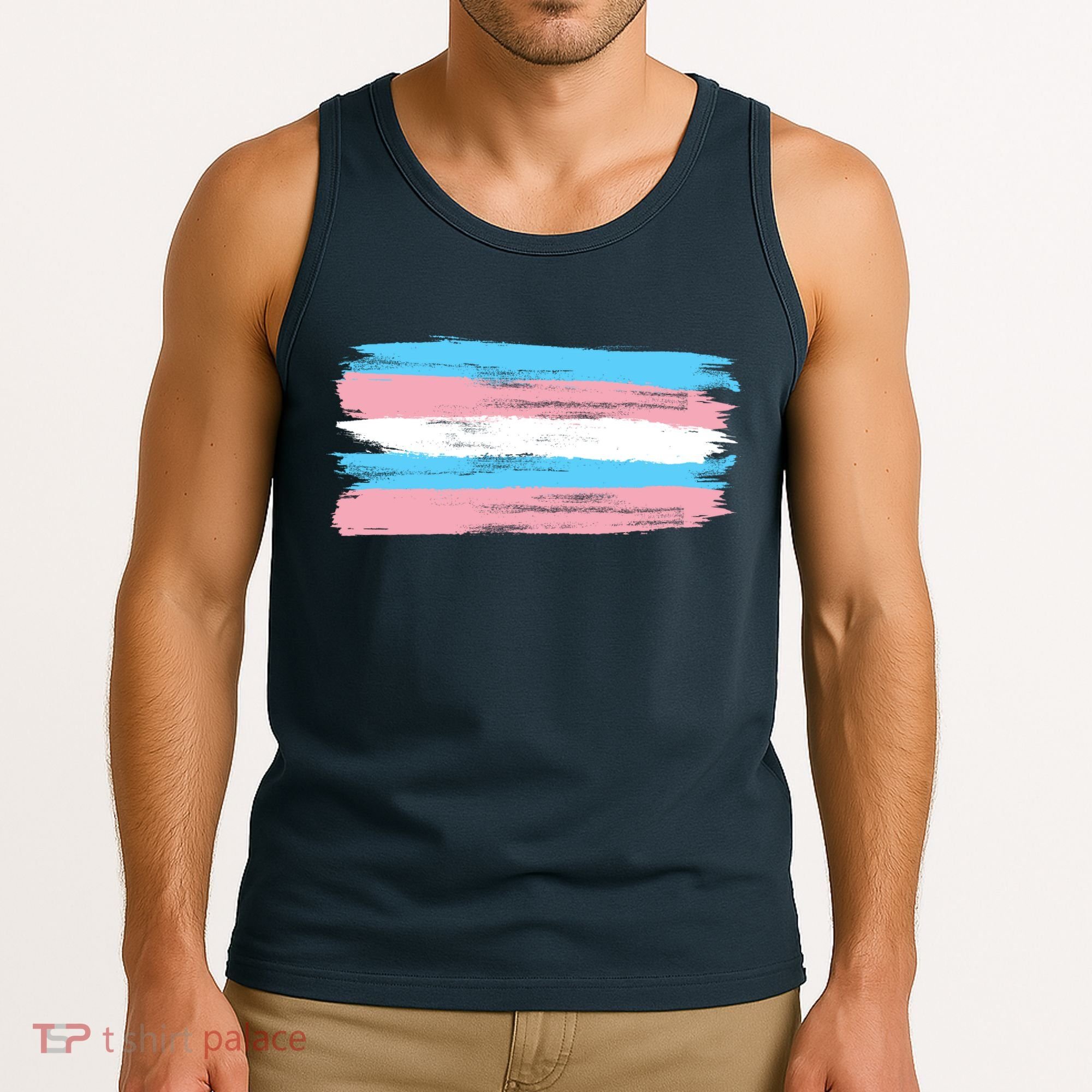 Distressed Transgender Pride Flag Tank Top