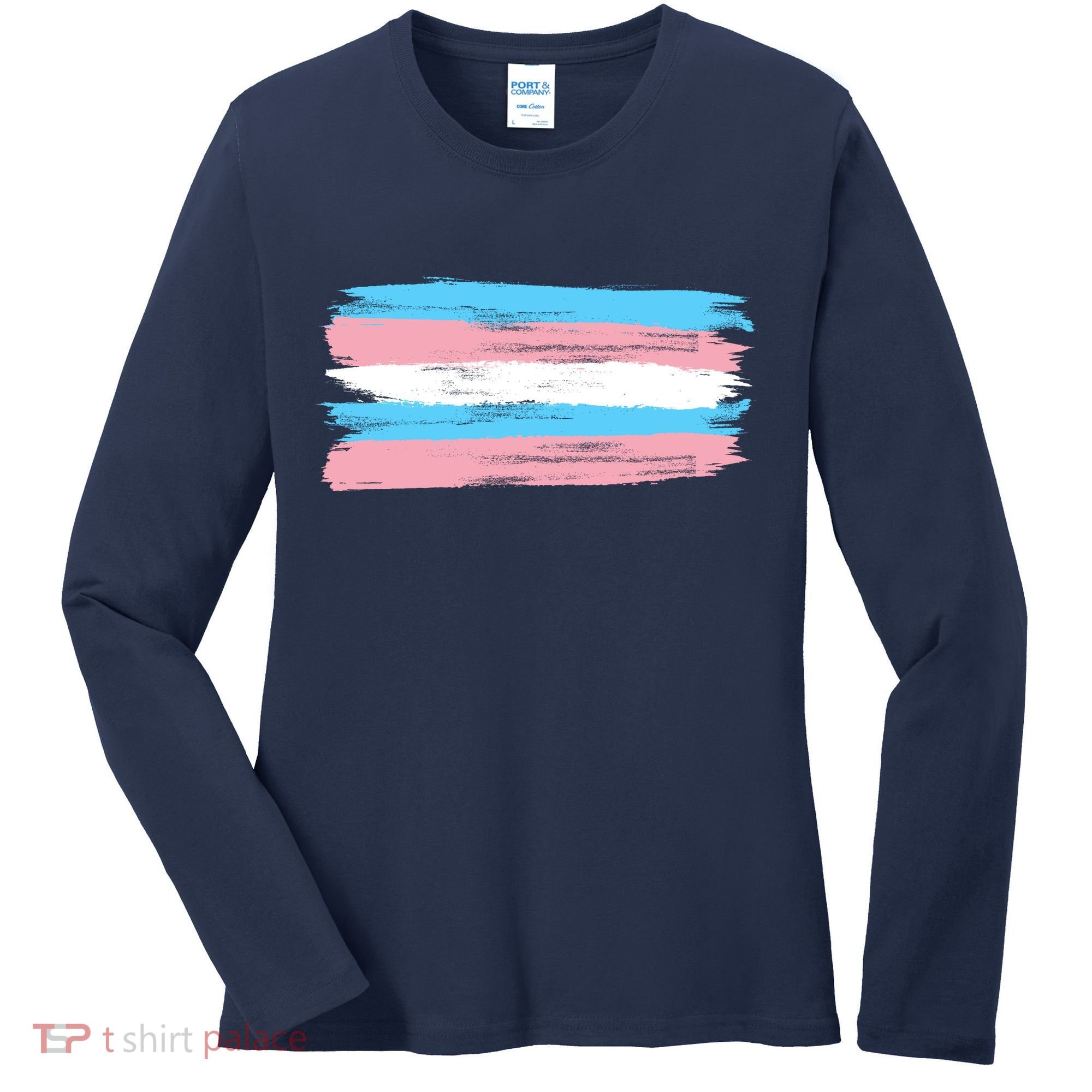 Distressed Transgender Pride Flag Women's Long Sleeve Shirt