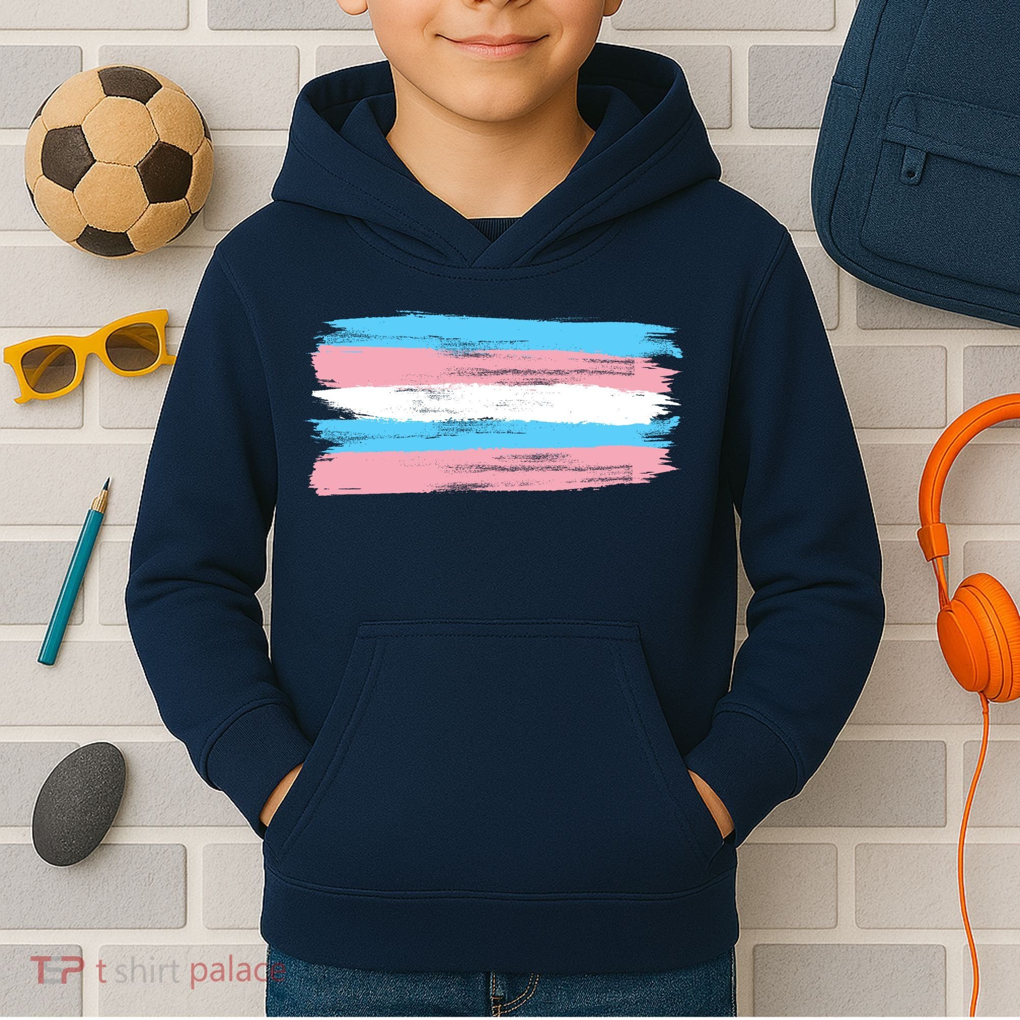 Distressed Transgender Pride Flag Kids Hoodie