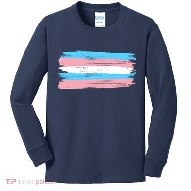 Distressed Transgender Pride Flag Kids Long Sleeve Shirt
