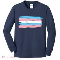Distressed Transgender Pride Flag Kids Long Sleeve Shirt thumb 0
