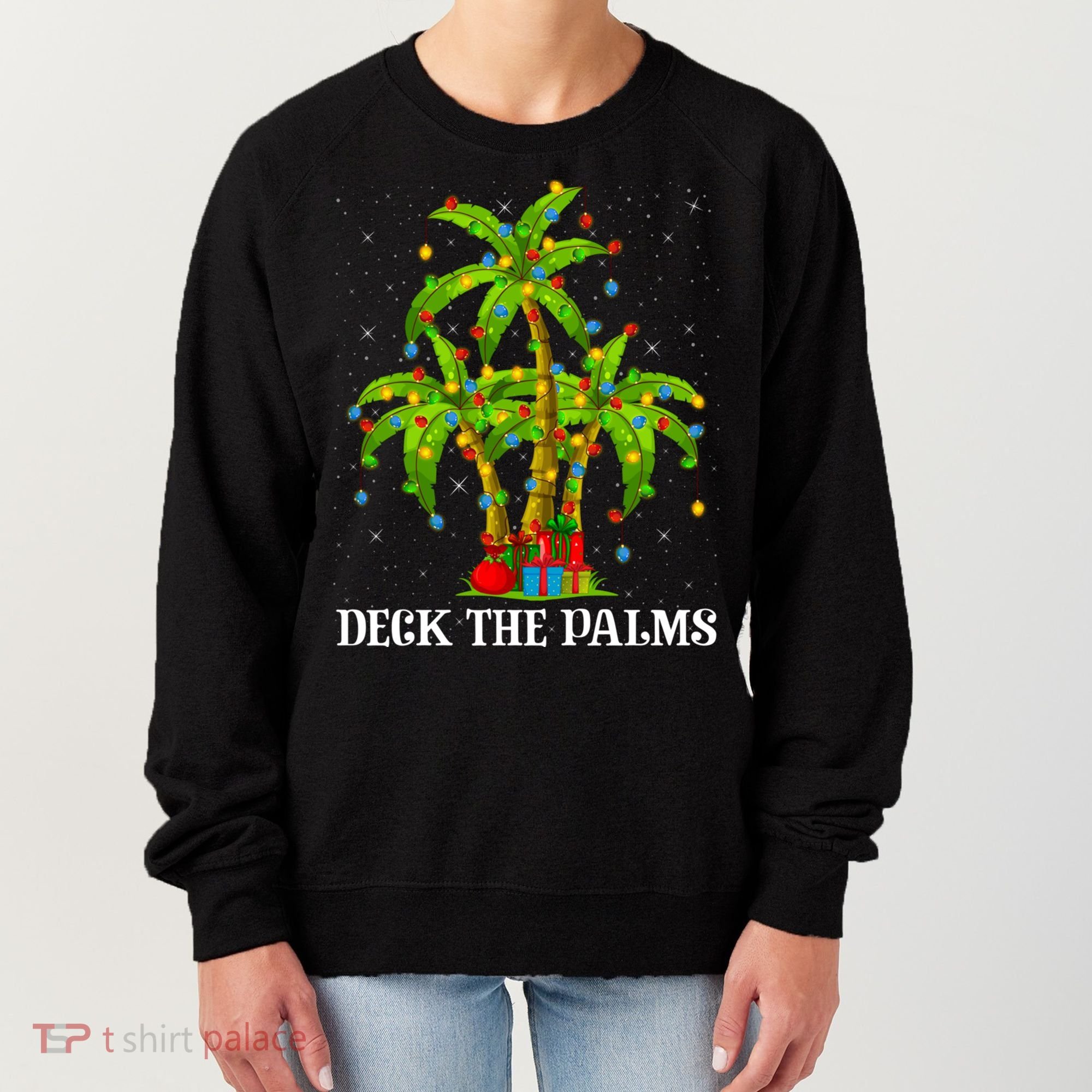 Deck The Palms Hawaiian Xmas Lighting Palm Tree Christmas Cute Gift Women's Sweatshirt