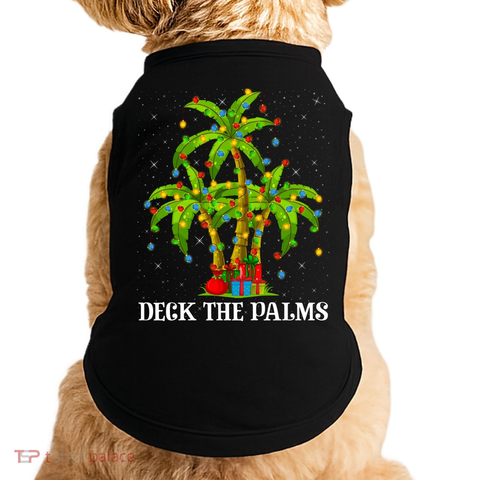 Deck The Palms Hawaiian Xmas Lighting Palm Tree Christmas Cute Gift Doggie Tank