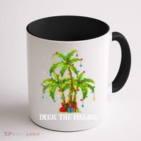 Deck The Palms Hawaiian Xmas Lighting Palm Tree Christmas Cute Gift Coffee Mug thumb 1