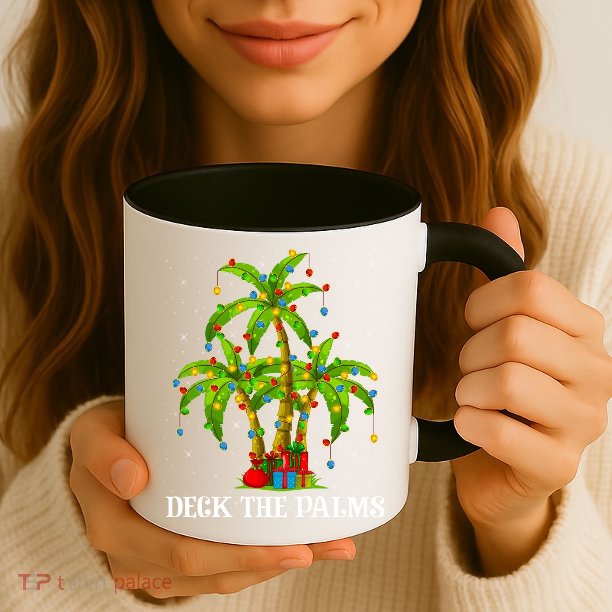 Deck The Palms Hawaiian Xmas Lighting Palm Tree Christmas Cute Gift Coffee Mug