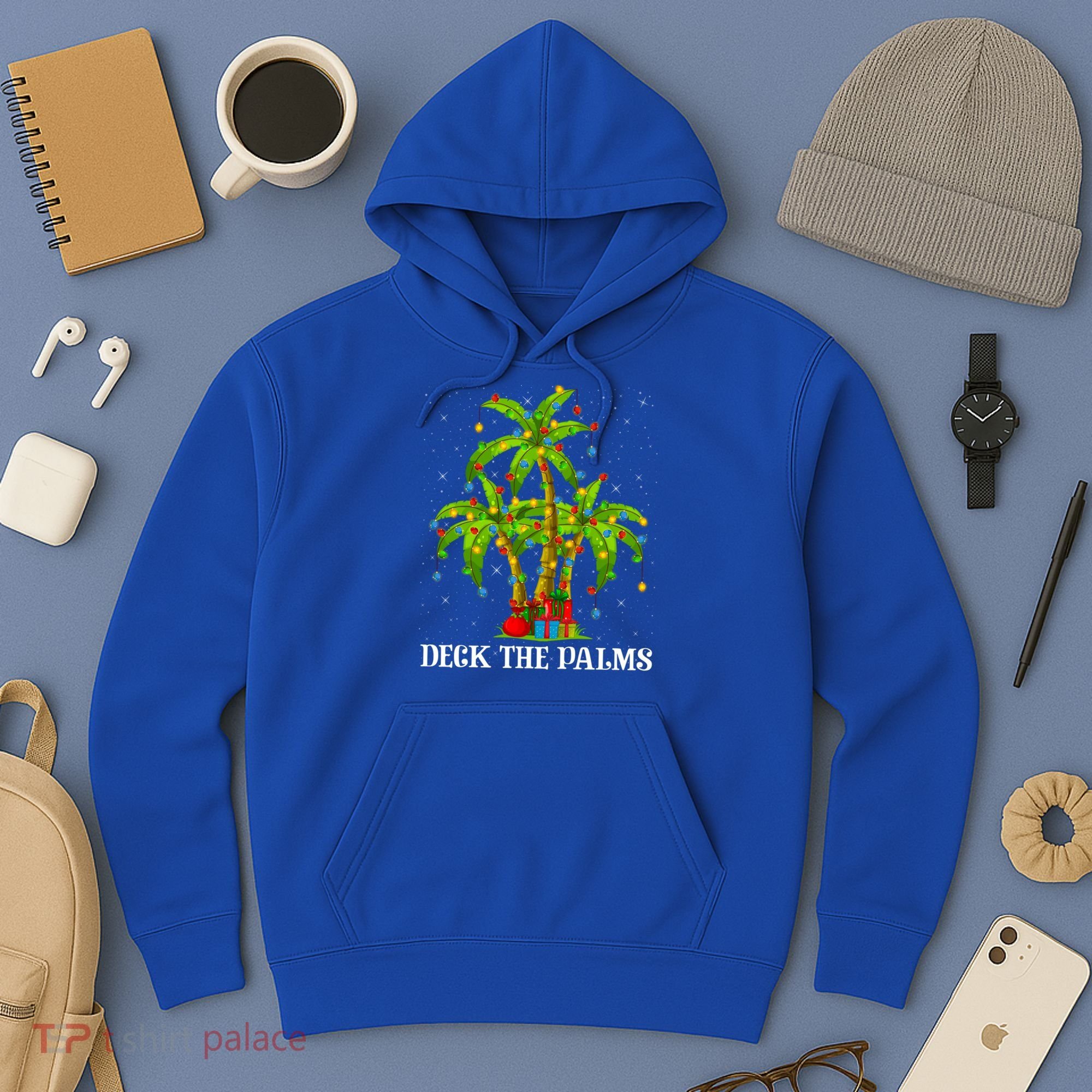 Deck The Palms Hawaiian Xmas Lighting Palm Tree Christmas Cute Gift Hoodie