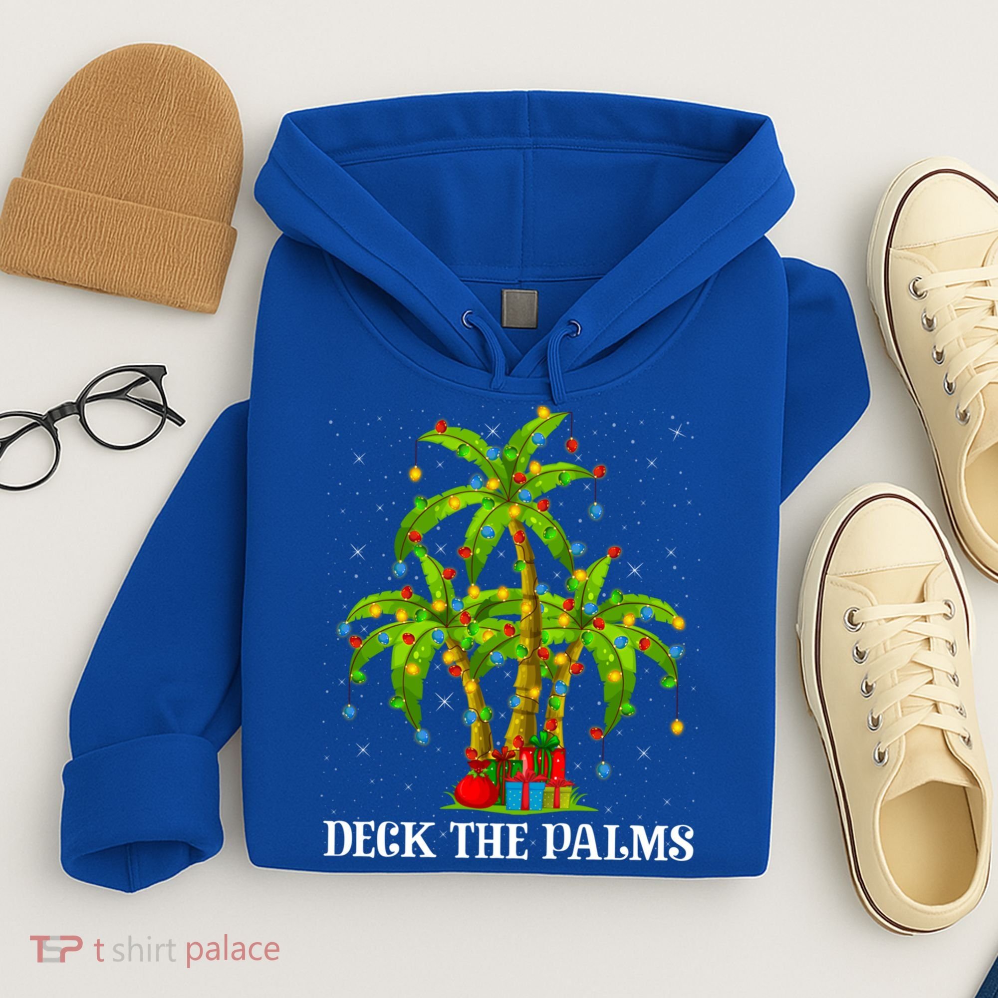 Deck The Palms Hawaiian Xmas Lighting Palm Tree Christmas Cute Gift Hoodie