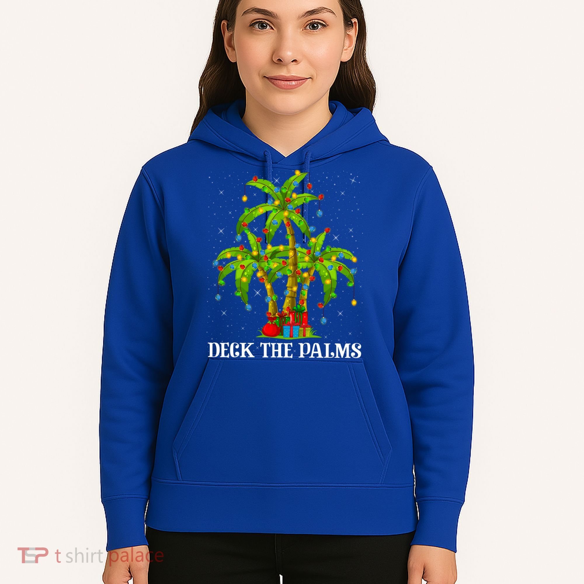 Deck The Palms Hawaiian Xmas Lighting Palm Tree Christmas Cute Gift Hoodie