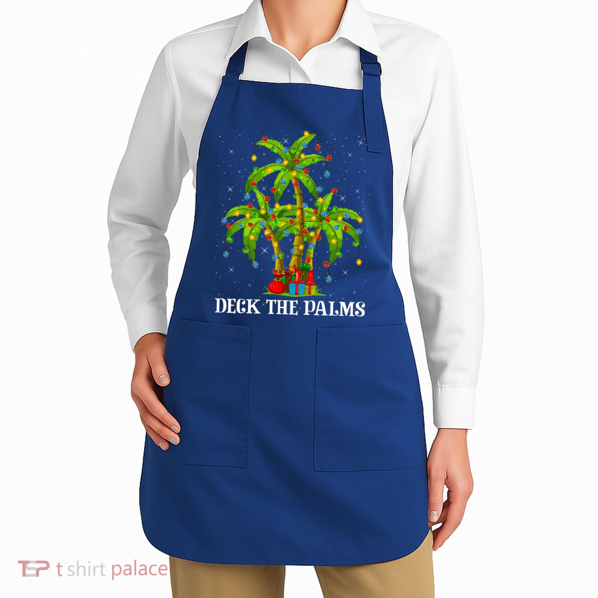 Deck The Palms Hawaiian Xmas Lighting Palm Tree Christmas Cute Gift Apron