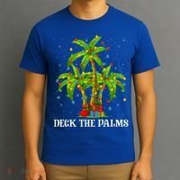 Deck The Palms Hawaiian Xmas Lighting Palm Tree Christmas Cute Gift T-Shirt thumb 3