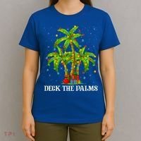 Deck The Palms Hawaiian Xmas Lighting Palm Tree Christmas Cute Gift T-Shirt thumb 4