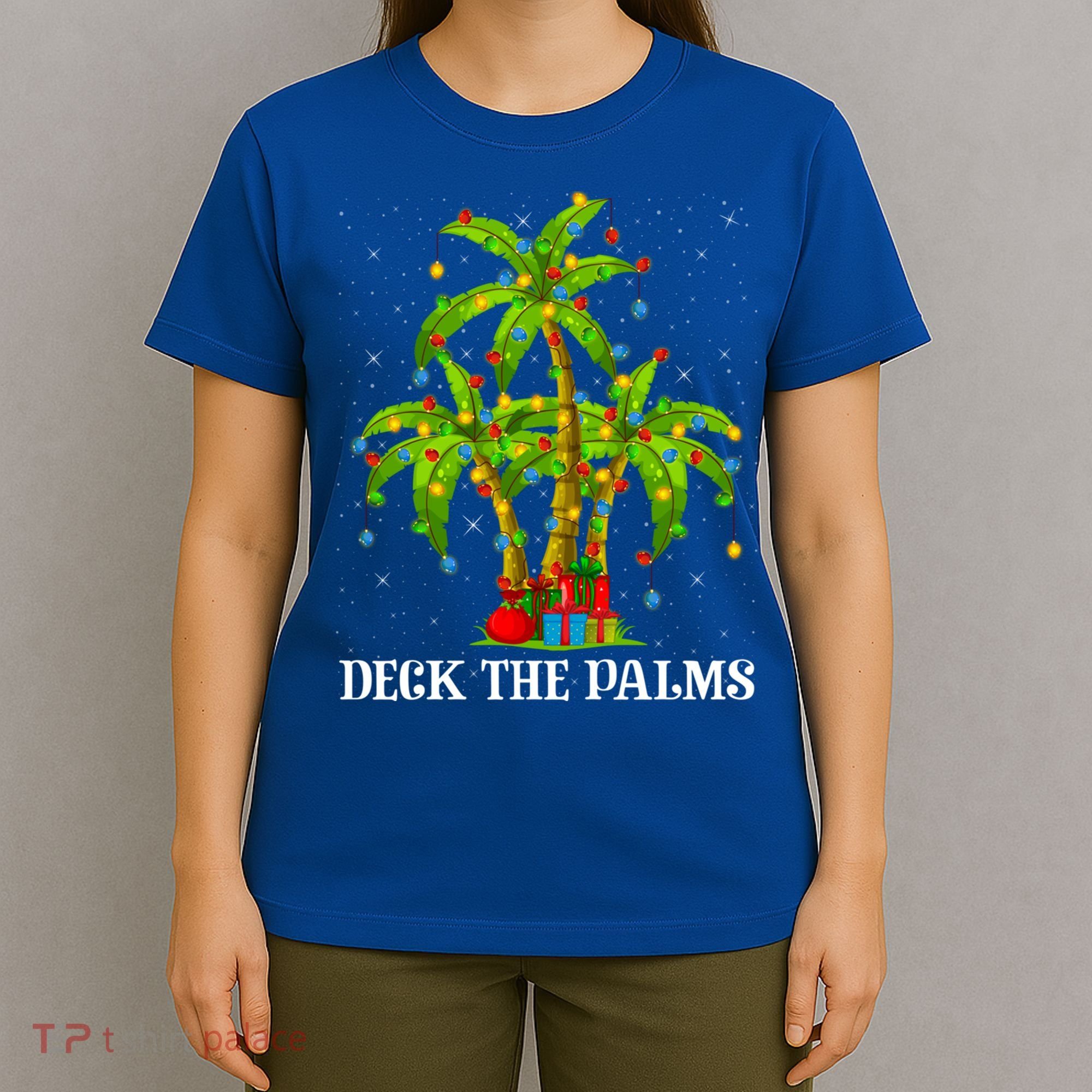 Deck The Palms Hawaiian Xmas Lighting Palm Tree Christmas Cute Gift T-Shirt