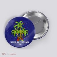 Deck The Palms Hawaiian Xmas Lighting Palm Tree Christmas Cute Gift Button thumb 0