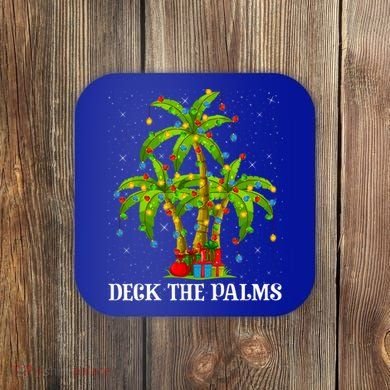 Deck The Palms Hawaiian Xmas Lighting Palm Tree Christmas Cute Gift Coaster