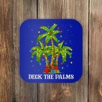 Deck The Palms Hawaiian Xmas Lighting Palm Tree Christmas Cute Gift Coaster thumb 0
