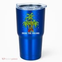 Deck The Palms Hawaiian Xmas Lighting Palm Tree Christmas Cute Gift Tumbler thumb 0