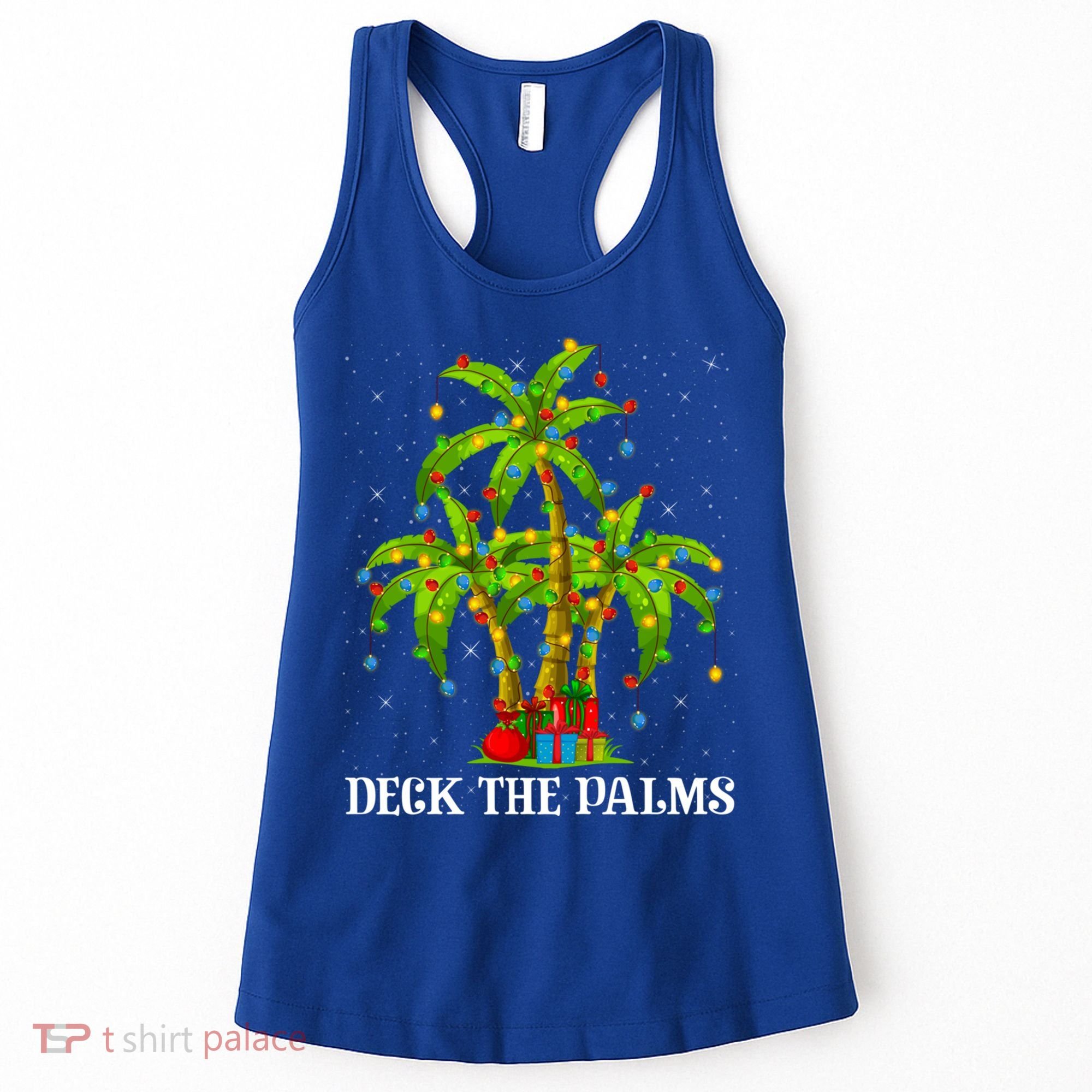 Deck The Palms Hawaiian Xmas Lighting Palm Tree Christmas Cute Gift Women's Tank Top