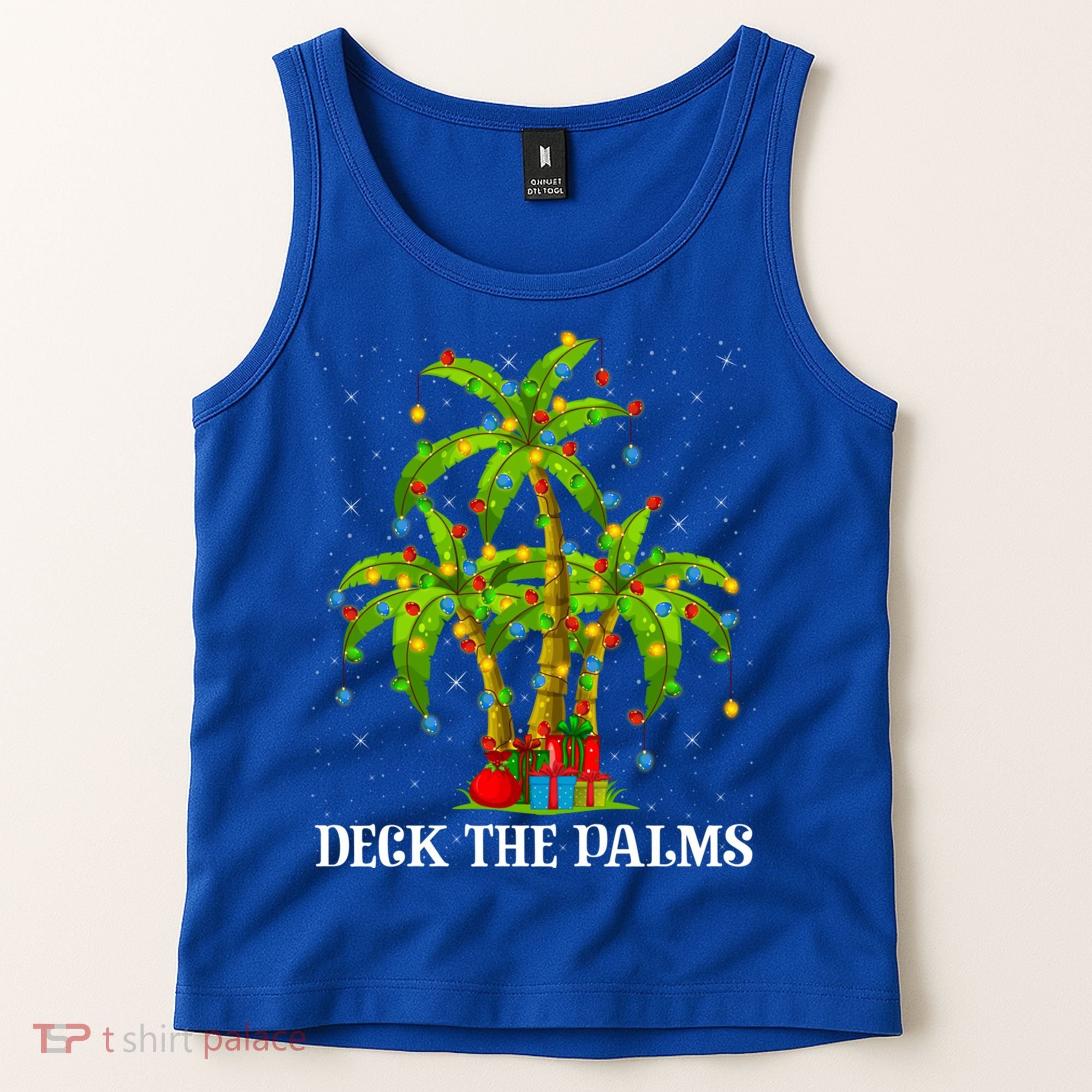 Deck The Palms Hawaiian Xmas Lighting Palm Tree Christmas Cute Gift Tank Top