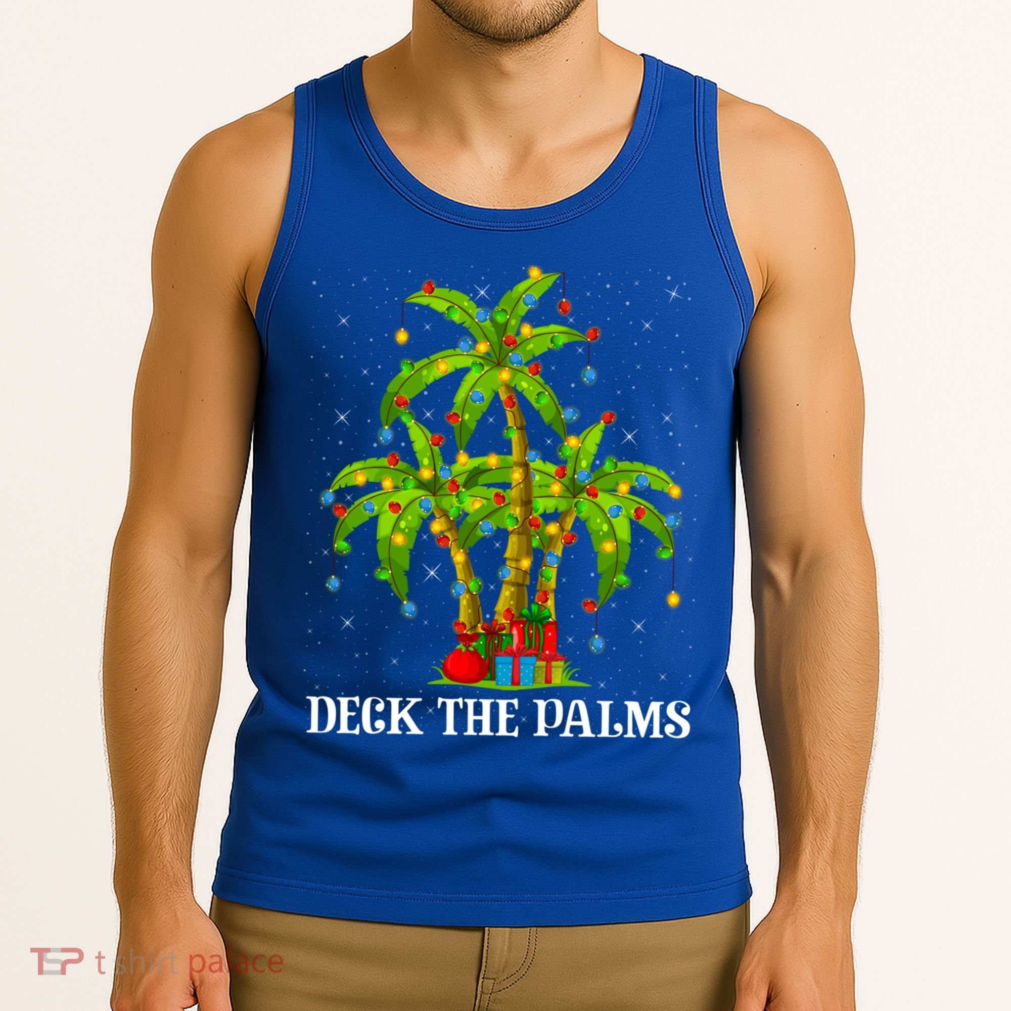 Deck The Palms Hawaiian Xmas Lighting Palm Tree Christmas Cute Gift Tank Top