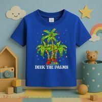 Deck The Palms Hawaiian Xmas Lighting Palm Tree Christmas Cute Gift Toddler T-Shirt thumb 3