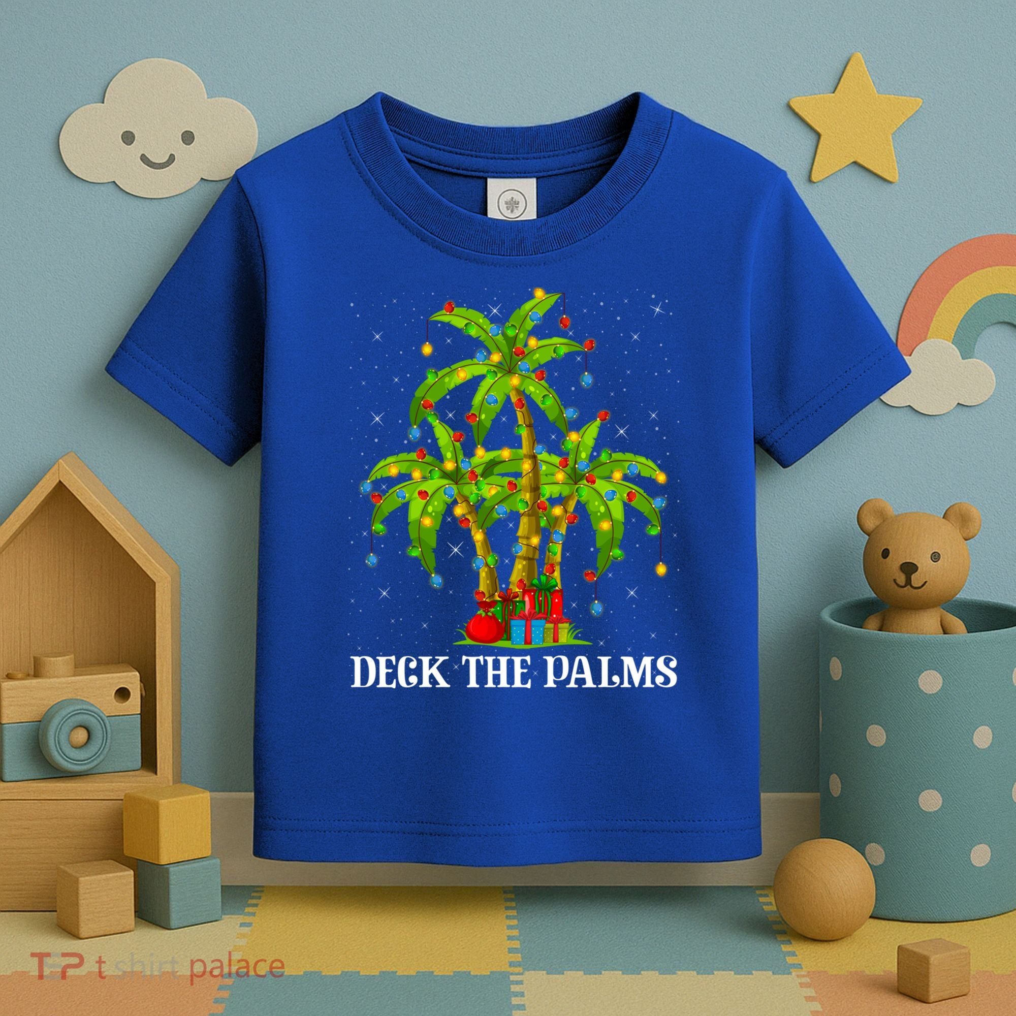 Deck The Palms Hawaiian Xmas Lighting Palm Tree Christmas Cute Gift Toddler T-Shirt