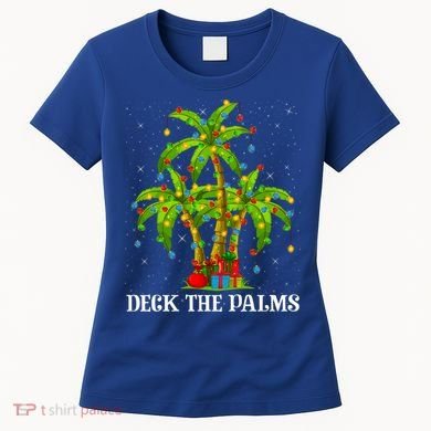 Deck The Palms Hawaiian Xmas Lighting Palm Tree Christmas Cute Gift Women's T-Shirt