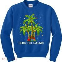 Deck The Palms Hawaiian Xmas Lighting Palm Tree Christmas Cute Gift Kids Sweatshirt thumb 0