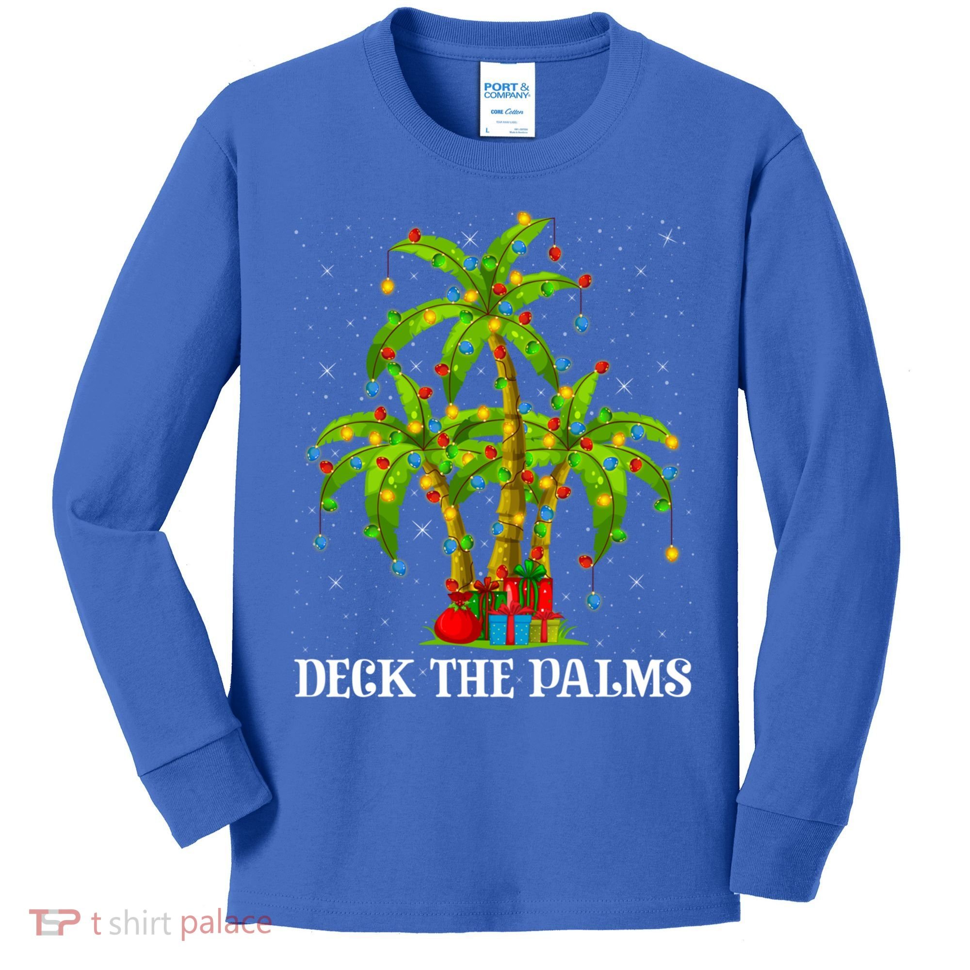 Deck The Palms Hawaiian Xmas Lighting Palm Tree Christmas Cute Gift Kids Long Sleeve Shirt
