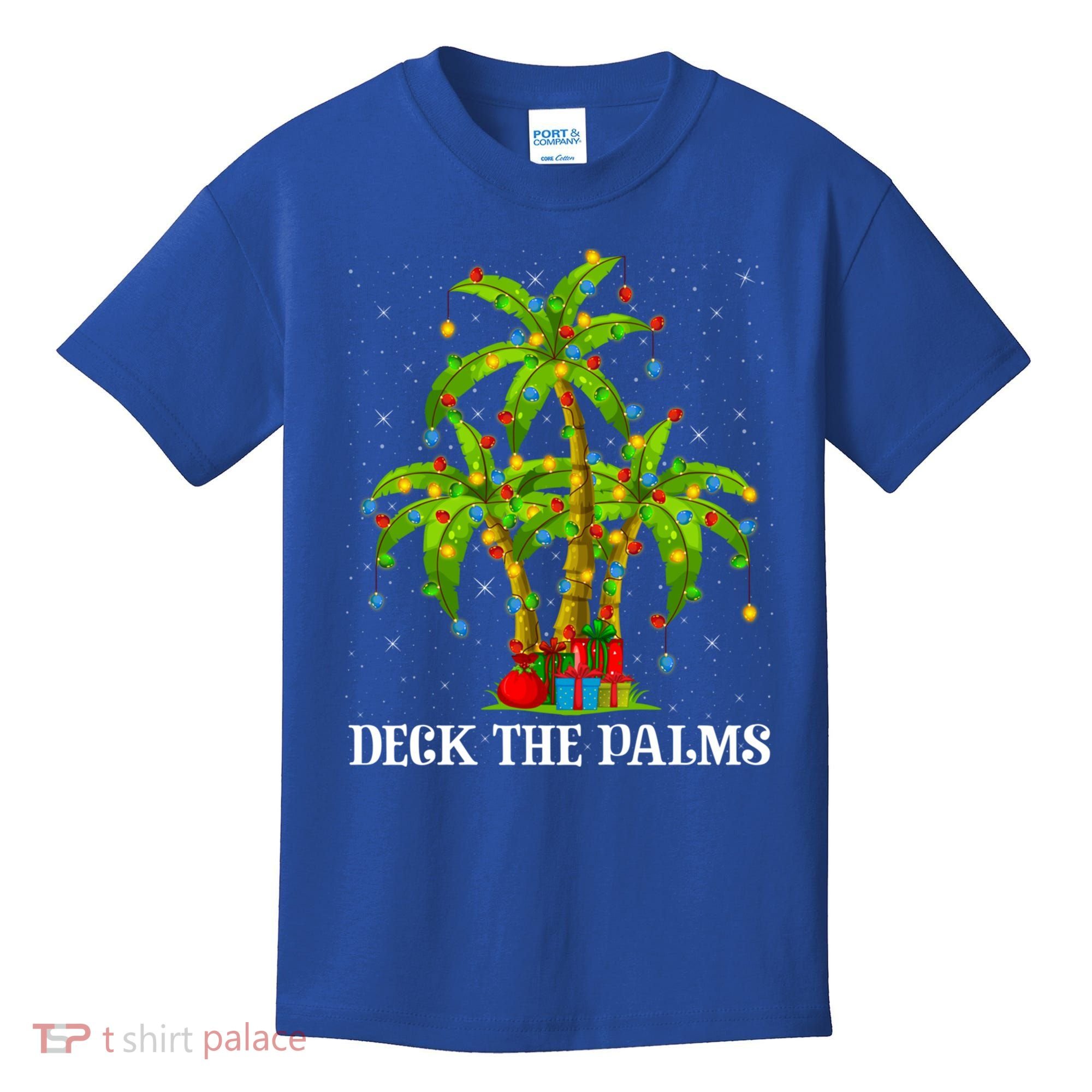Deck The Palms Hawaiian Xmas Lighting Palm Tree Christmas Cute Gift Kids T-Shirt