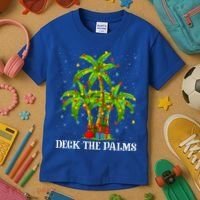 Deck The Palms Hawaiian Xmas Lighting Palm Tree Christmas Cute Gift Kids T-Shirt thumb 3