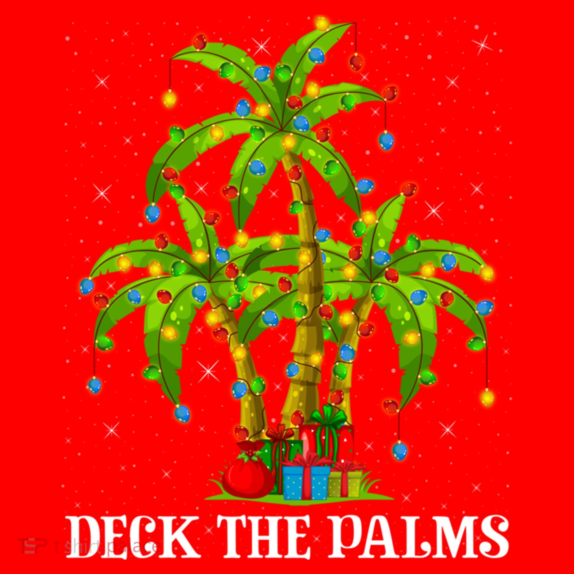 Deck The Palms Hawaiian Xmas Lighting Palm Tree Christmas Cute Gift Santa Hat
