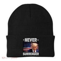 Donald Trump President Mugshot Never Surrender USA Flag Beanie thumb 0