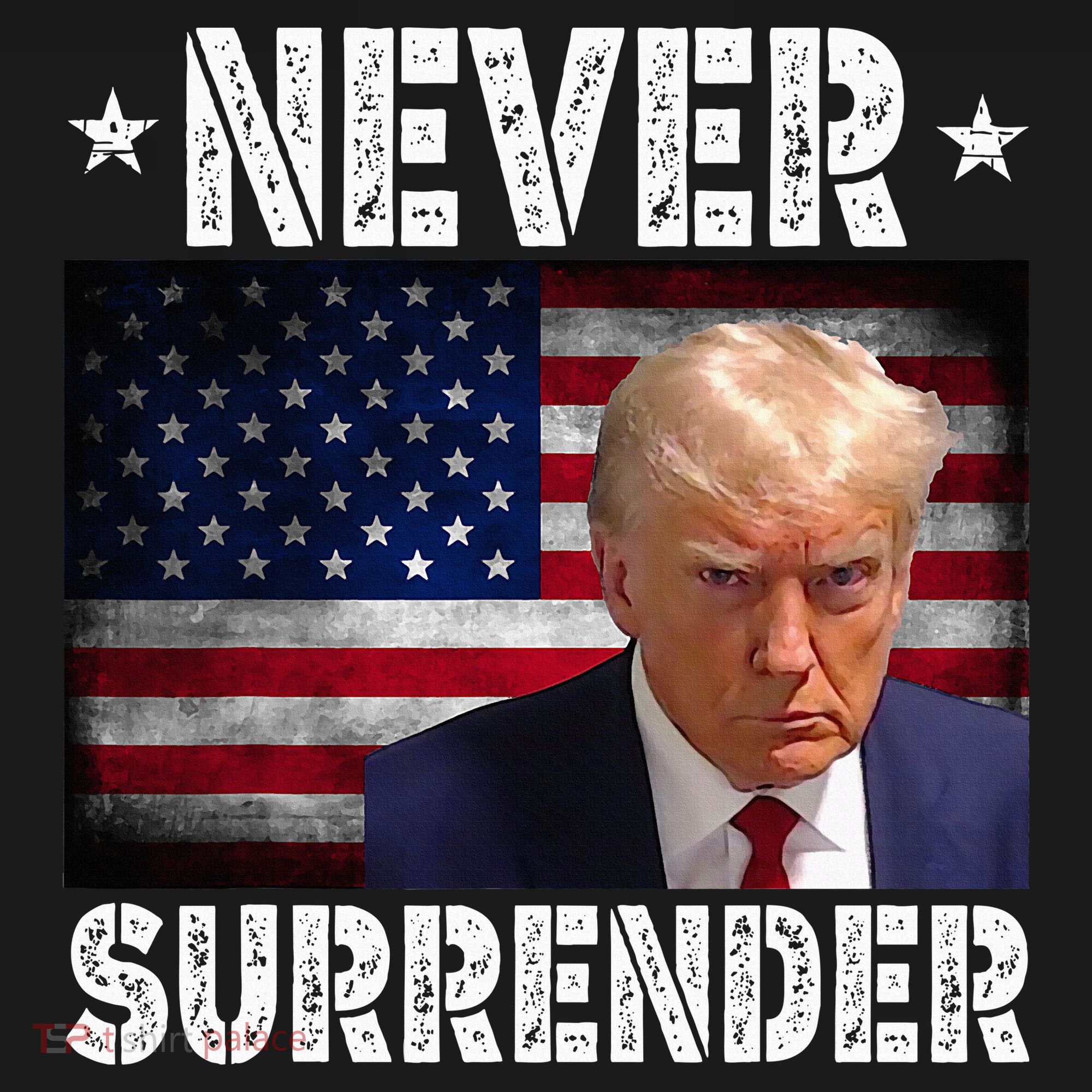 Donald Trump President Mugshot Never Surrender USA Flag Women's Hoodie