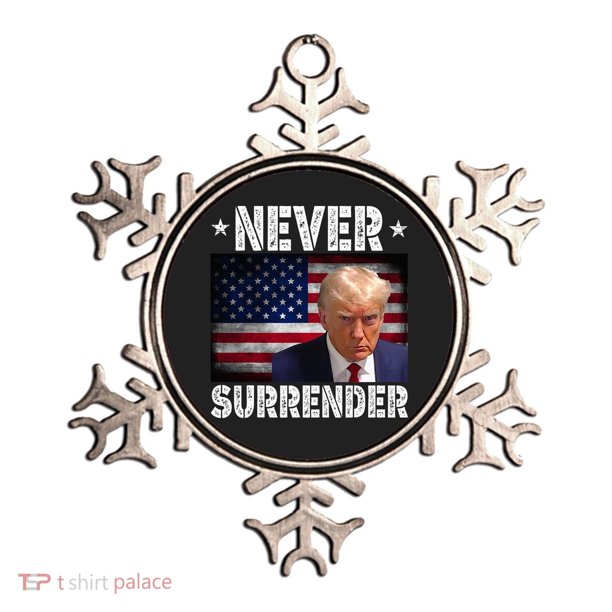 Donald Trump President Mugshot Never Surrender USA Flag Ornament