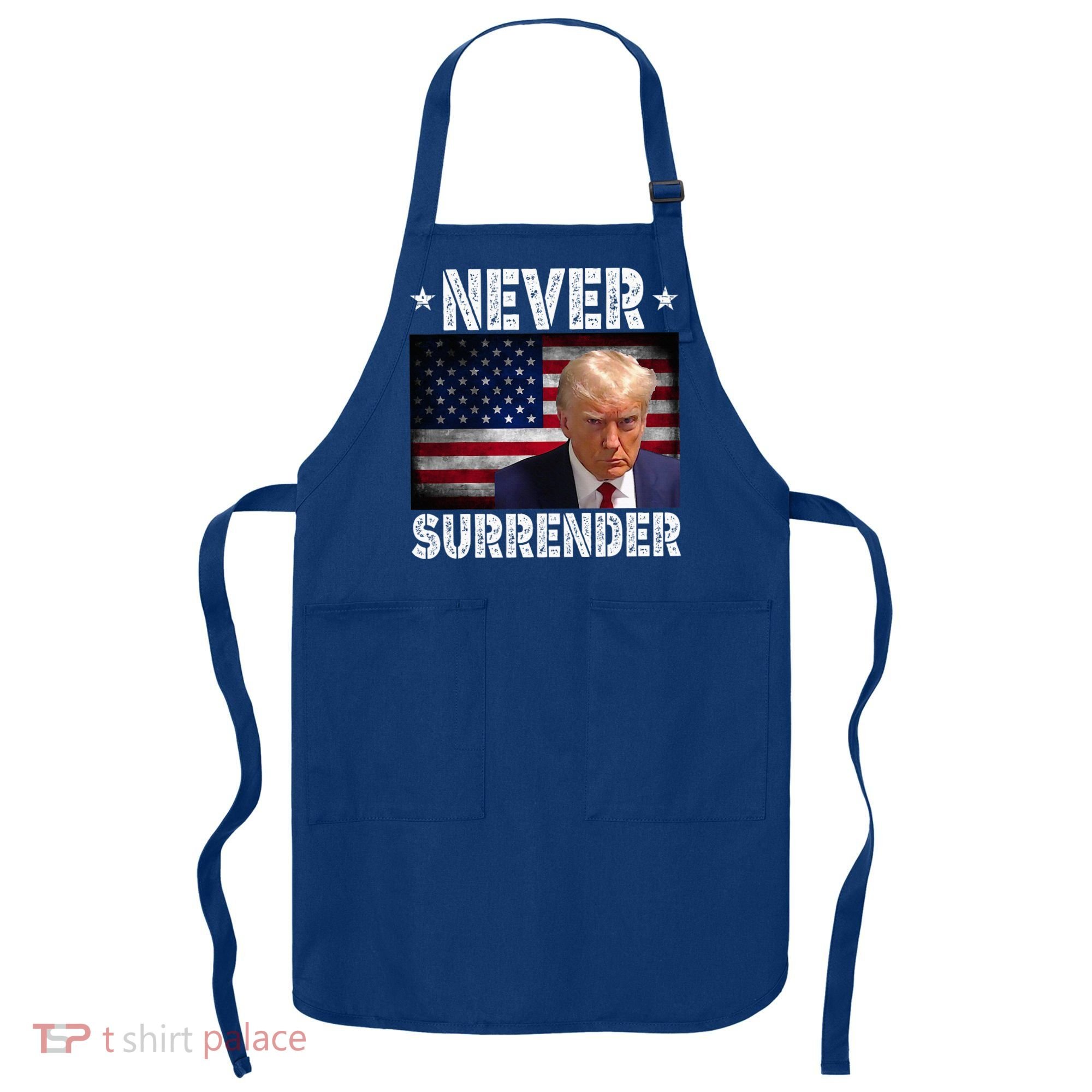Donald Trump President Mugshot Never Surrender USA Flag Apron