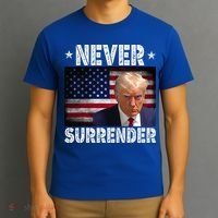 Donald Trump President Mugshot Never Surrender USA Flag T-Shirt thumb 3