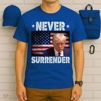 Donald Trump President Mugshot Never Surrender USA Flag T-Shirt thumb 6