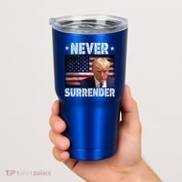 Donald Trump President Mugshot Never Surrender USA Flag Tumbler thumb 2