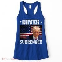 Donald Trump President Mugshot Never Surrender USA Flag Women's Tank Top thumb 0