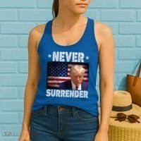 Donald Trump President Mugshot Never Surrender USA Flag Women's Tank Top thumb 2