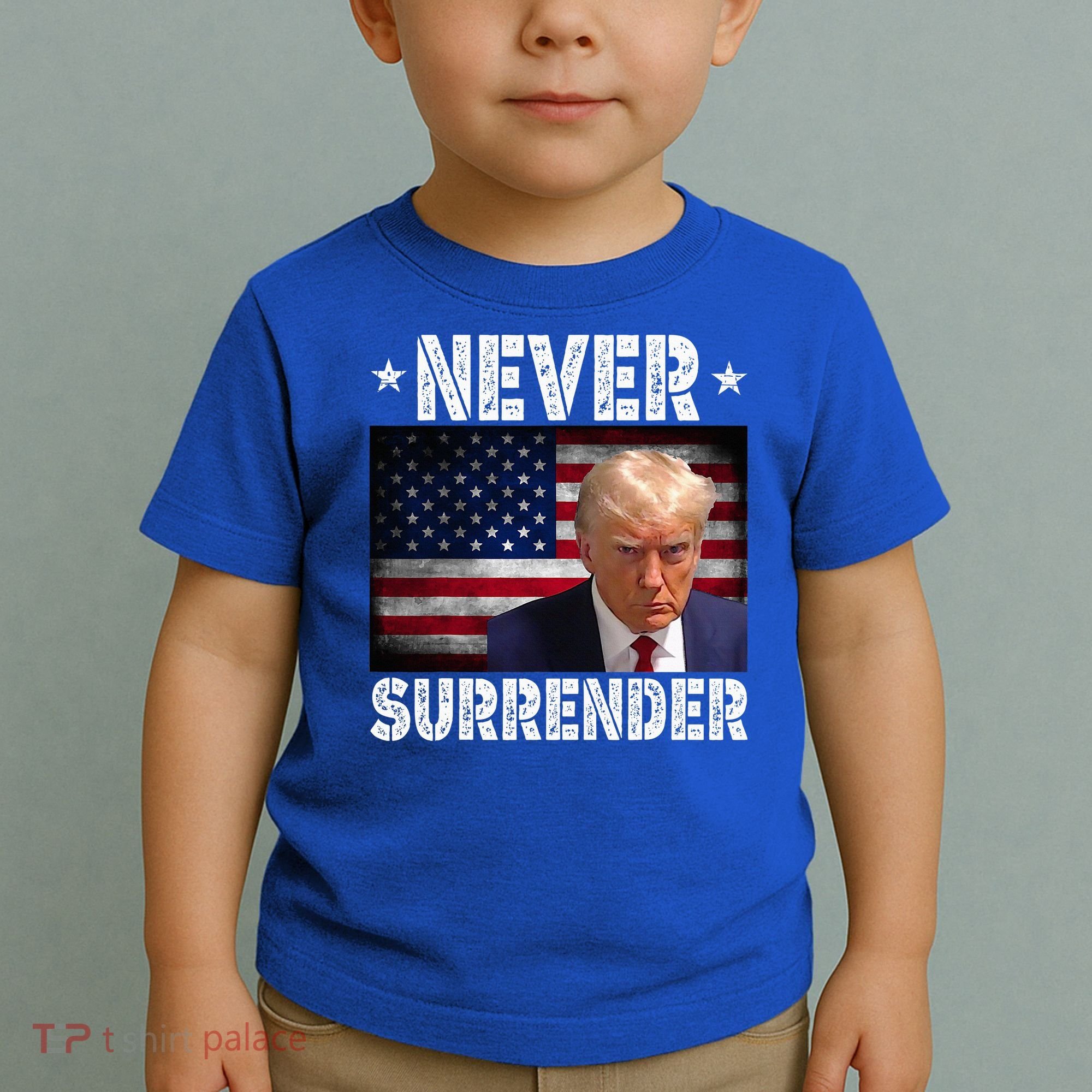 Donald Trump President Mugshot Never Surrender USA Flag Toddler T-Shirt