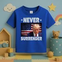 Donald Trump President Mugshot Never Surrender USA Flag Toddler T-Shirt thumb 3
