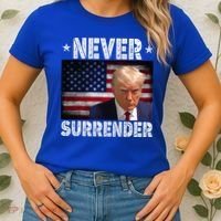 Donald Trump President Mugshot Never Surrender USA Flag Women's T-Shirt thumb 2