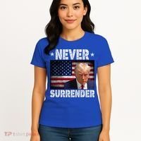 Donald Trump President Mugshot Never Surrender USA Flag Women's T-Shirt thumb 4