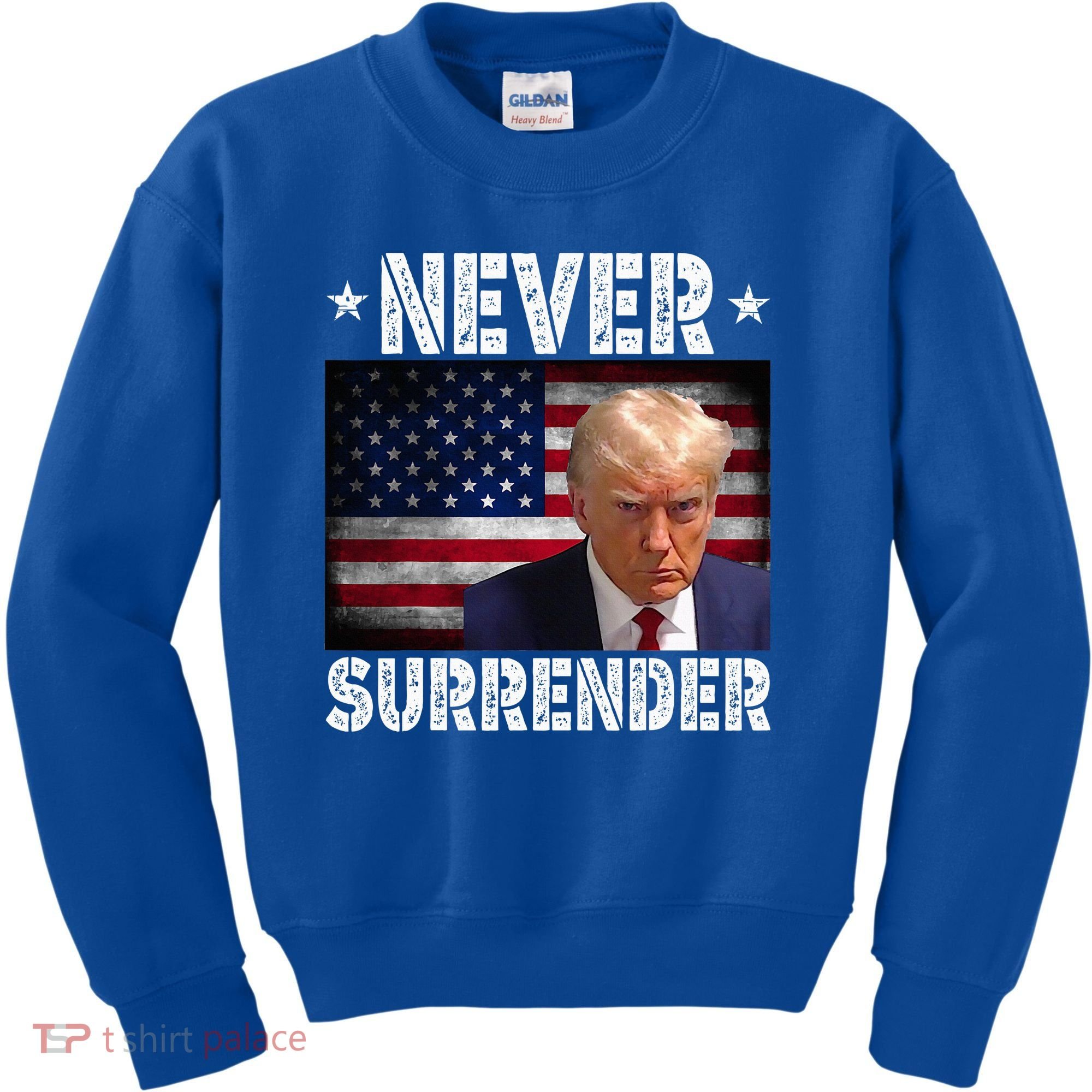 Donald Trump President Mugshot Never Surrender USA Flag Kids Sweatshirt
